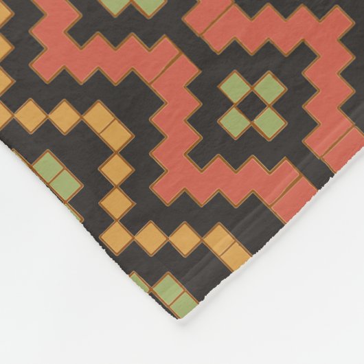 Couverture Polaire Ethnique Rouge Noir Vert Tribal Égyptien (Coin)