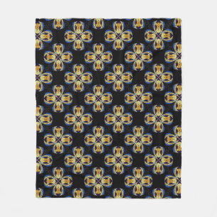 Couverture Polaire étoile d'or bleu motif sans fin