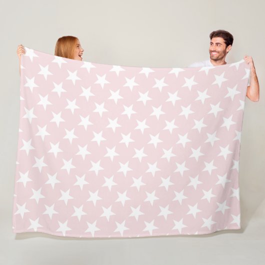 Couverture Polaire Etoiles blanches Rose clair Design Motif moderne (En situation)