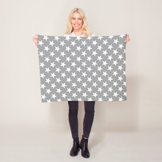 Couverture Polaire Étoiles blanches Stylish Gris Couleur Star Design (En situation)