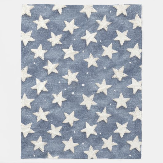 Couverture Polaire Étoiles Bleu Blanc (Devant)