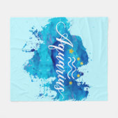 Couverture Polaire Étoiles bleues d'or d'aquarelle de Verseau de (Devant (Horizontal))