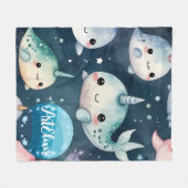 Couverture Polaire Étoiles bleues Narwhal Imprimer (Devant (Horizontal))