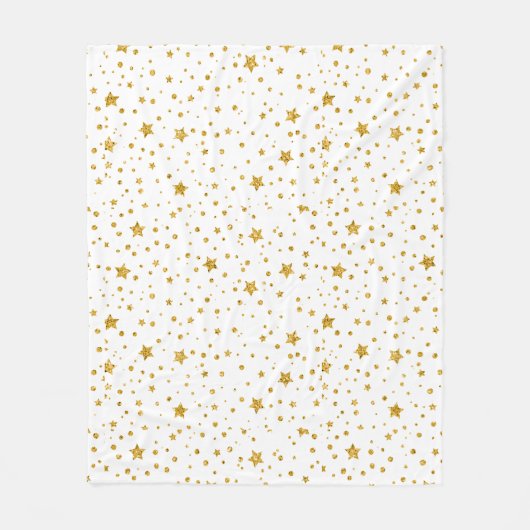 Couverture Polaire Étoiles célestes modernes blanches et dorées (Devant)
