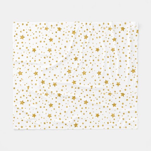 Couverture Polaire Étoiles célestes modernes blanches et dorées (Devant (Horizontal))