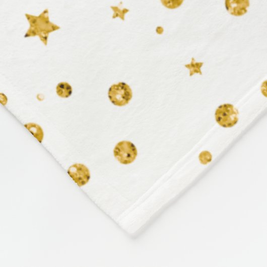 Couverture Polaire Étoiles célestes modernes blanches et dorées (Coin)