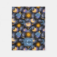 Étoiles de la lune Motif céleste Soleil Monogramme