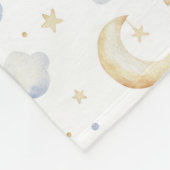 Couverture Polaire Etoiles de lune d'aquarelle et Motif de nuage (Coin)