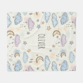 Couverture Polaire Étoiles, lunes et nuages fluides (Devant (Horizontal))