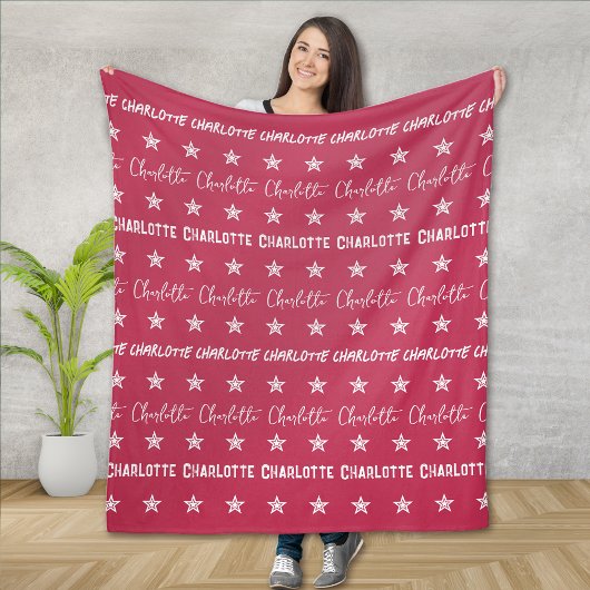 Couverture Polaire Étoiles Motifs de Monogramme rose de fille