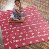 Couverture Polaire Étoiles Motifs de Monogramme rose de fille