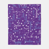 Couverture Polaire Étoiles mouchetées sur Ciel pourpre Nom étoile Aff (Devant)