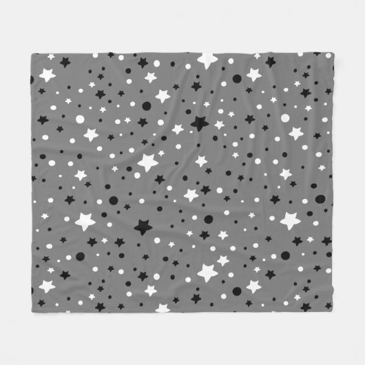 Couverture Polaire Étoiles noires et blanches sur gris (Devant (Horizontal))