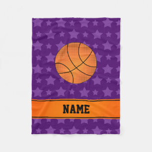 Couverture Polaire étoiles pourpres de basket-ball de nom personnalis
