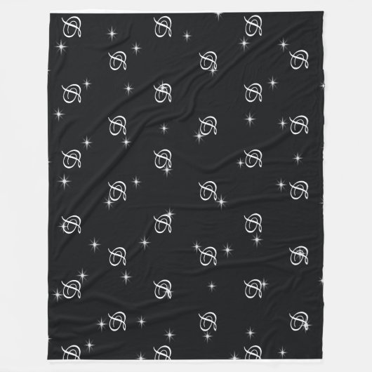 Couverture Polaire étoiles simples modernes en noir et blanc monogram (Devant)