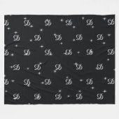 Couverture Polaire étoiles simples modernes en noir et blanc monogram (Devant (Horizontal))