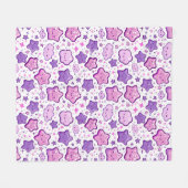 Couverture Polaire Étoiles violettes Cloud Kawaii Cute Blanche (Devant (Horizontal))