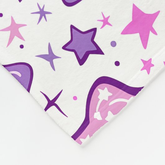Couverture Polaire Étoiles violettes Cloud Kawaii Cute Blanche (Coin)