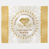 Couverture Polaire Étonnant, Jeu de Mariage personnalisé, Or, Ivoire (Devant (Horizontal))