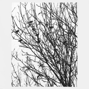 Couverture Polaire Étourneaux dans un arbre - Contraste élevé