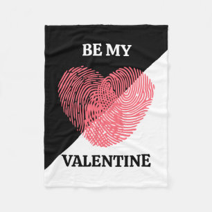 Couverture Polaire Être Mon Valentin Empreinte Digitale Cœur Rose Noi