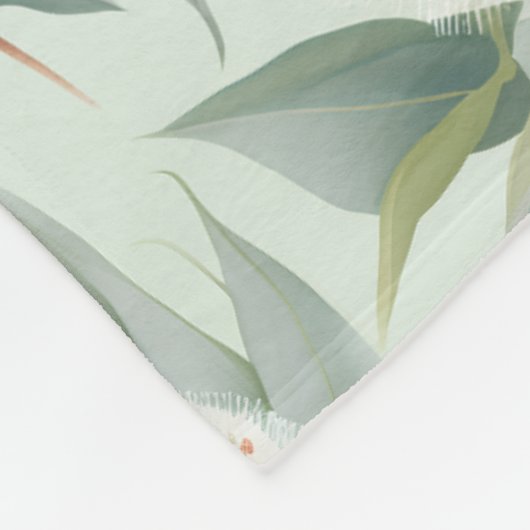 Couverture Polaire Eucalyptus Crème Sage Fleece Floral Jetez la couve (Coin)