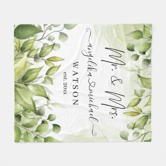 Couverture Polaire Eucalyptus Verdure Blush Moderne Script tendance M (Devant (Horizontal))