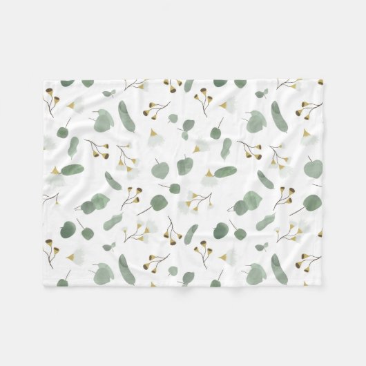 Couverture Polaire Eucalyptus Vert Argent Dollar Gum Blossoms (Devant (Horizontal))