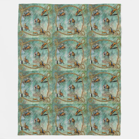 Couverture Polaire Événements Rodéo Occidentaux Fleece Blanche Avec C (Devant)