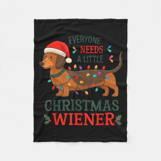 Couverture Polaire Everyone Need Weiner Dog Christmas Dachshund Pajam (Devant)
