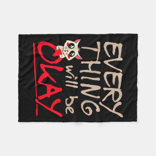 Couverture Polaire Everything Will Be Ok Funny Cat Motivational Sayin (Devant (Horizontal))