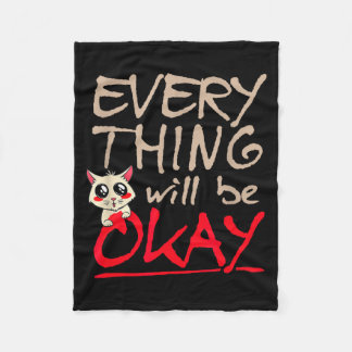 Couverture Polaire Everything Will Be Ok Funny Cat Motivational Sayin