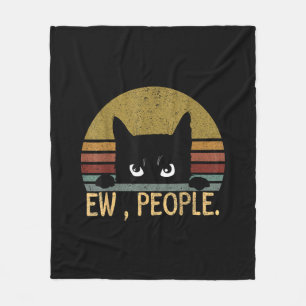 Couverture Polaire Ew, Personnes Chat Noir Vintage Retro - Chat Drôle