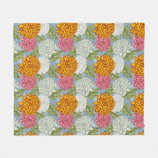 Couverture Polaire Excellent motif avec des chrysanthèmes (Devant (Horizontal))