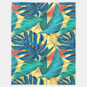 Couverture Polaire Exotic Tropical Leaves on Lemon Yellow (Devant)