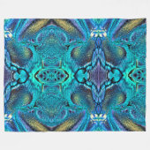 Couverture Polaire Explosion couleur Abstraite Aqua Blue Gold (Devant (Horizontal))