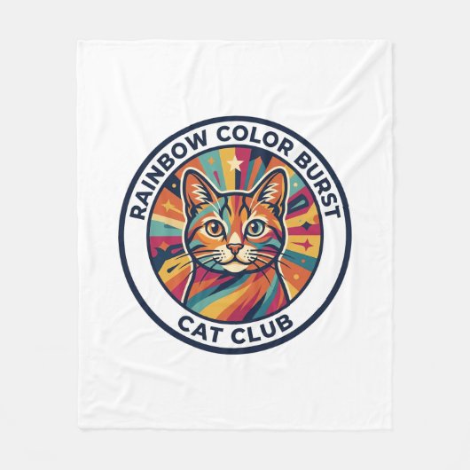 Couverture Polaire Explosion de couleurs arc-en-ciel Chat Design de m (Devant)