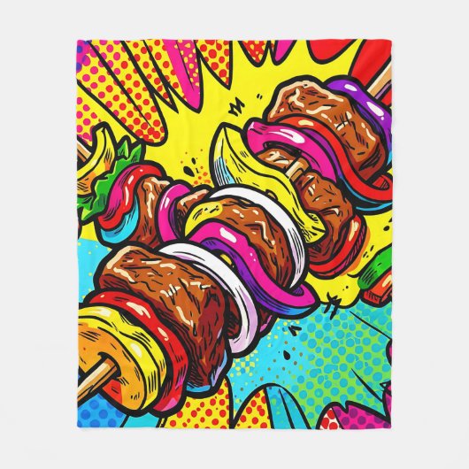 Couverture Polaire Explosion de Kebab Pop Art (Devant)