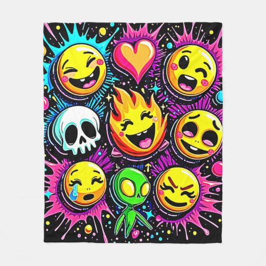 Couverture Polaire Explosion Emoji Joueuse (Devant)