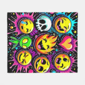 Couverture Polaire Explosion Emoji Joueuse (Devant (Horizontal))