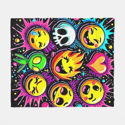Couverture Polaire Explosion Emoji Joueuse (Devant (Horizontal))