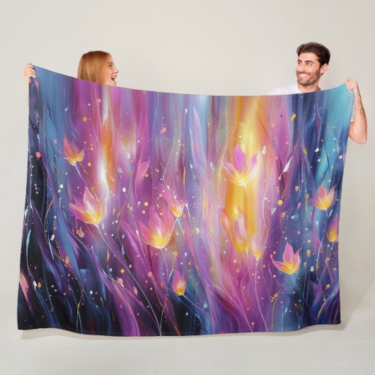 Couverture Polaire Explosion florale lumineuse abstraite (En situation)