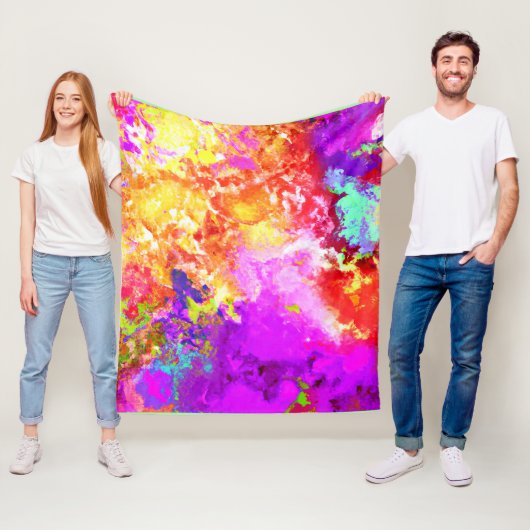 Couverture Polaire Explosions Abstraites de couleurs artistiques (En situation)