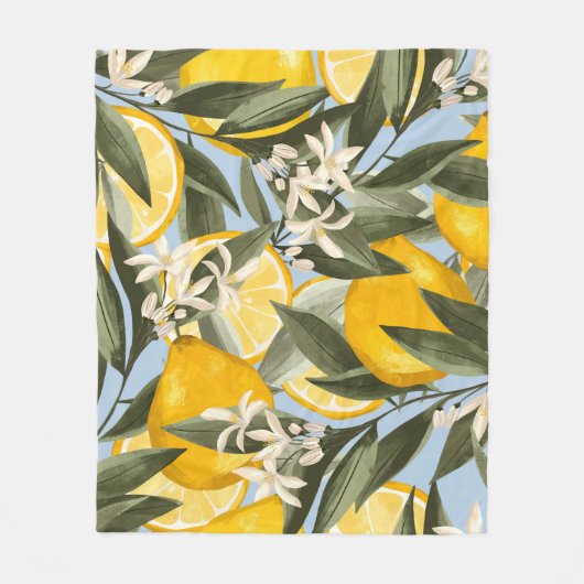 Couverture Polaire Exquis motif aux fruits jaunes bergamot, cit (Devant)
