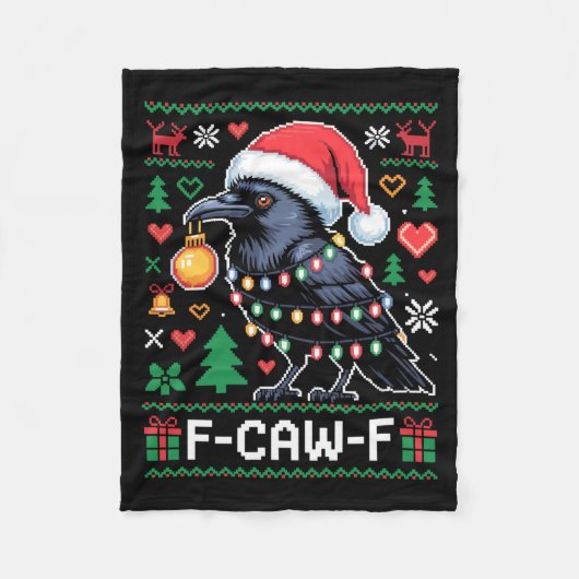 Couverture Polaire F-caw-f Funny Black Bird Humor Christmas Ugly Swea (Devant)