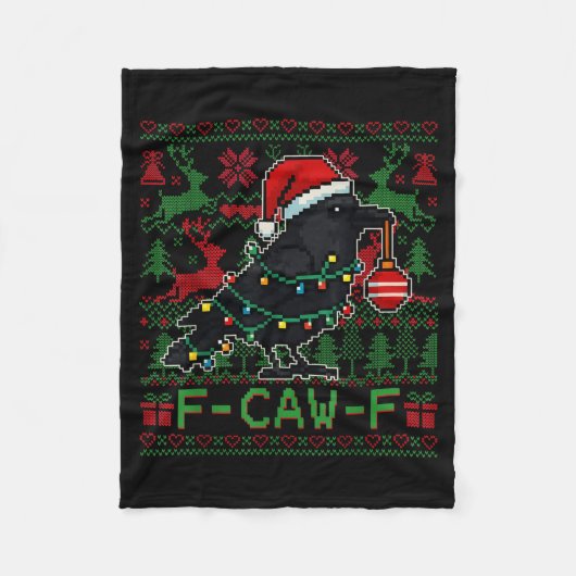 Couverture Polaire F-caw-f Funny Black Bird Humor Christmas Ugly Swea (Devant)