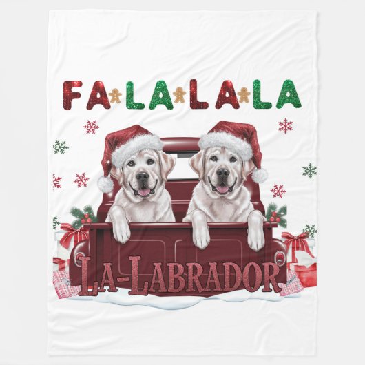 Couverture Polaire Fa La La La Labrador Noël (Devant)