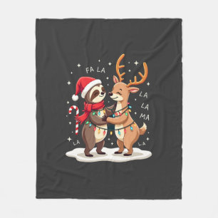 Couverture Polaire Fa La La Llama Xmas Lights Paresseux à cheval sur
