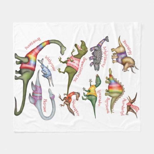 Couverture Polaire Fabuleux dinosaures blanc (Devant (Horizontal))