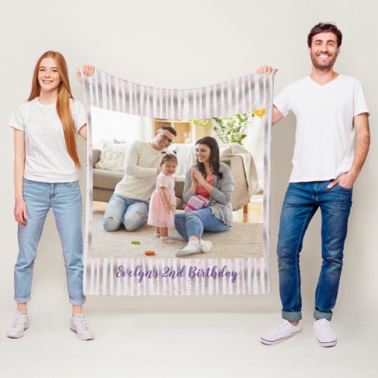Couverture Polaire Facile Anniversaire Modèle photo personnalisé (En situation)